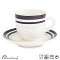8oz Keramik Tasse und Untertasse mit einfachen eleganten Design